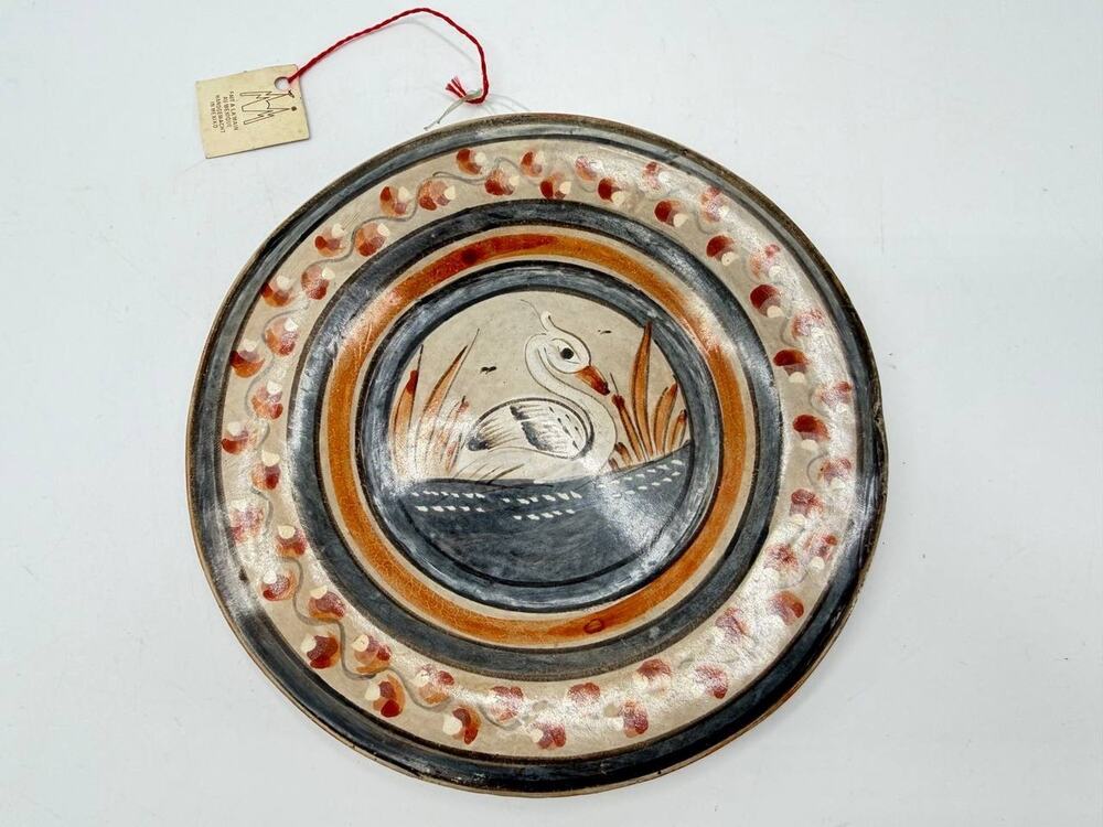 Handmade Mexican Clay Pottery Wall Plate Bird Folk Art Hand Painted